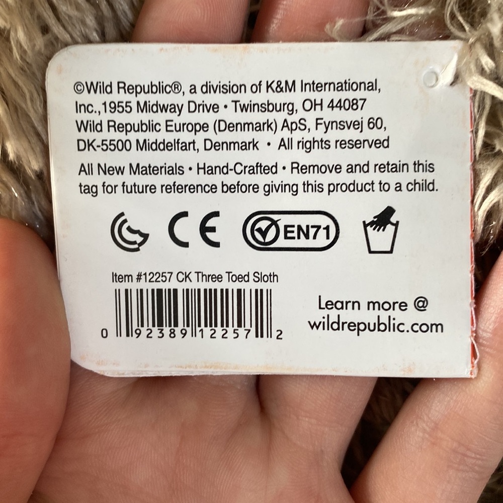 Plush 3 toe sloth plush from the zoo in Columbus - Picture 4 of 4